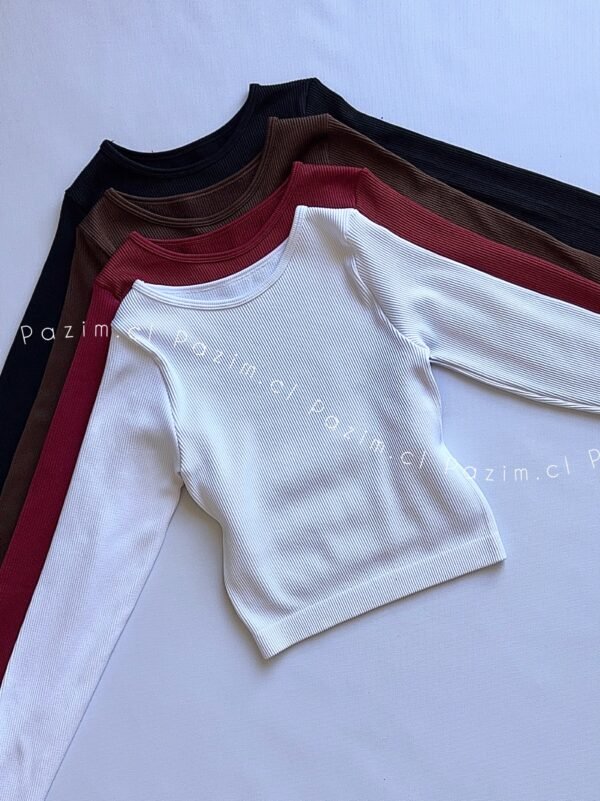 Crop redondo rib manga larga