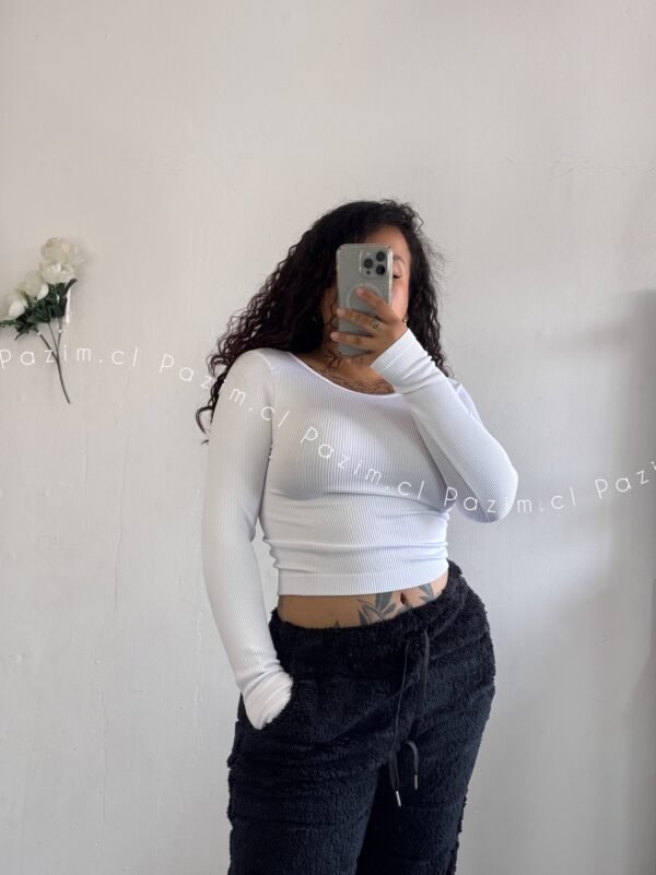 Crop redondo rib manga larga - Imagen 2