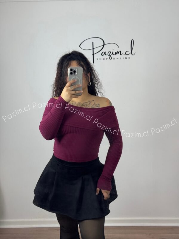 Falda short tableada gamuza - Imagen 4