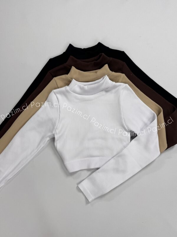 Crop rib cuello manga larga