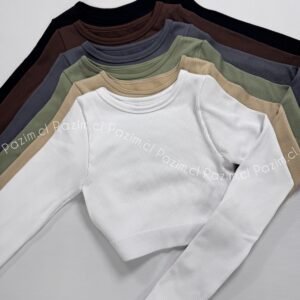 Crop rib redondo manga larga
