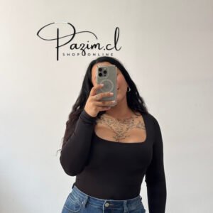 Body manga larga cuello cuadrado