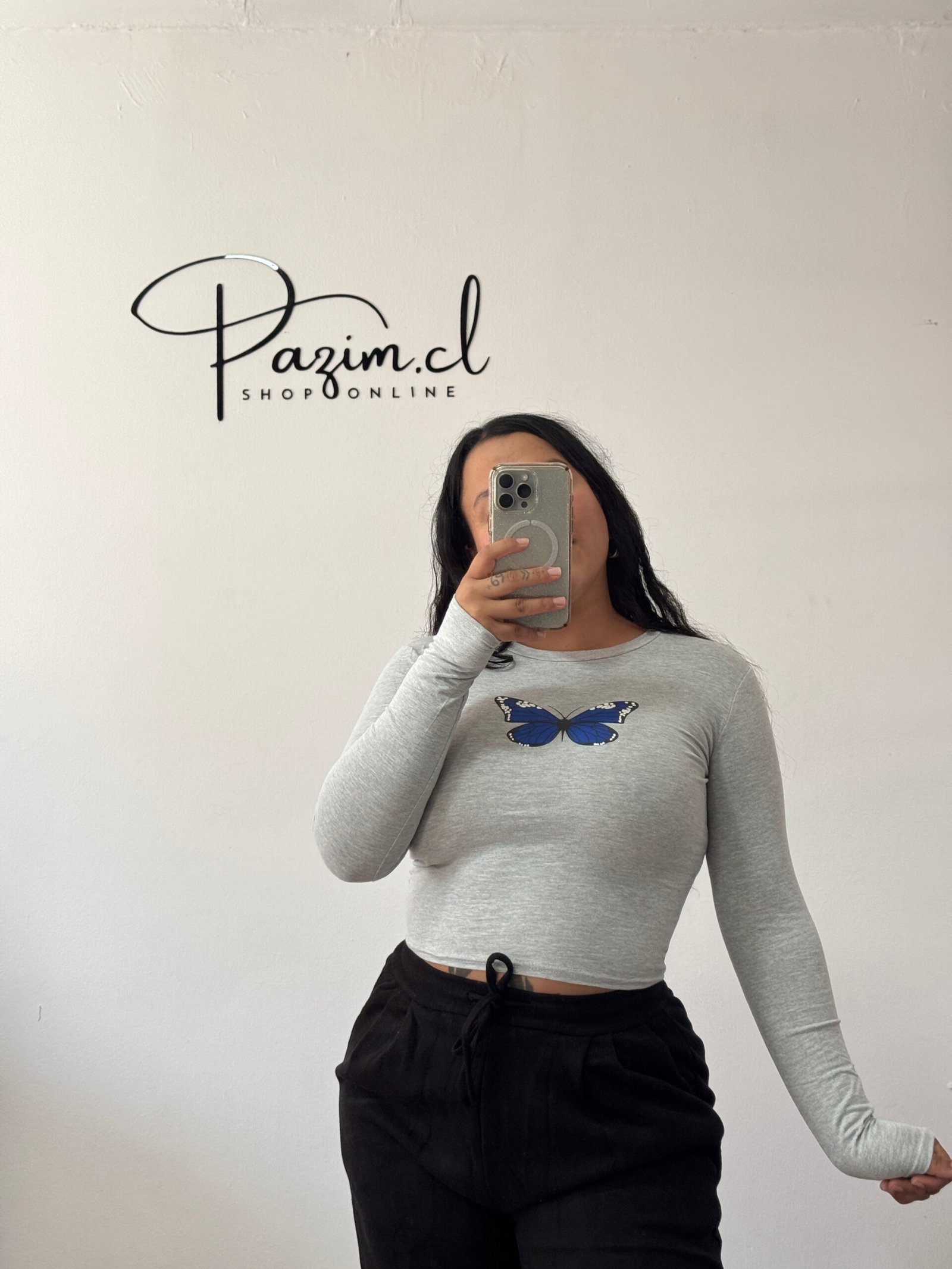 Crop mariposa manga larga - Imagen 2