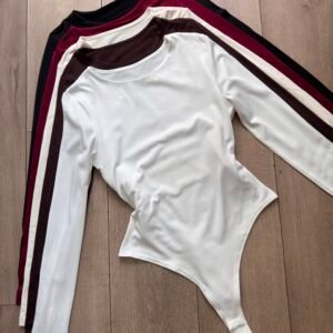 Body manga larga cuello redondo