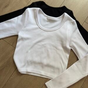 Crop rib redondo cuello bajo
