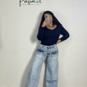 Menina wide leg bolsillo delantero