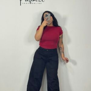 Menina súper wide leg negro