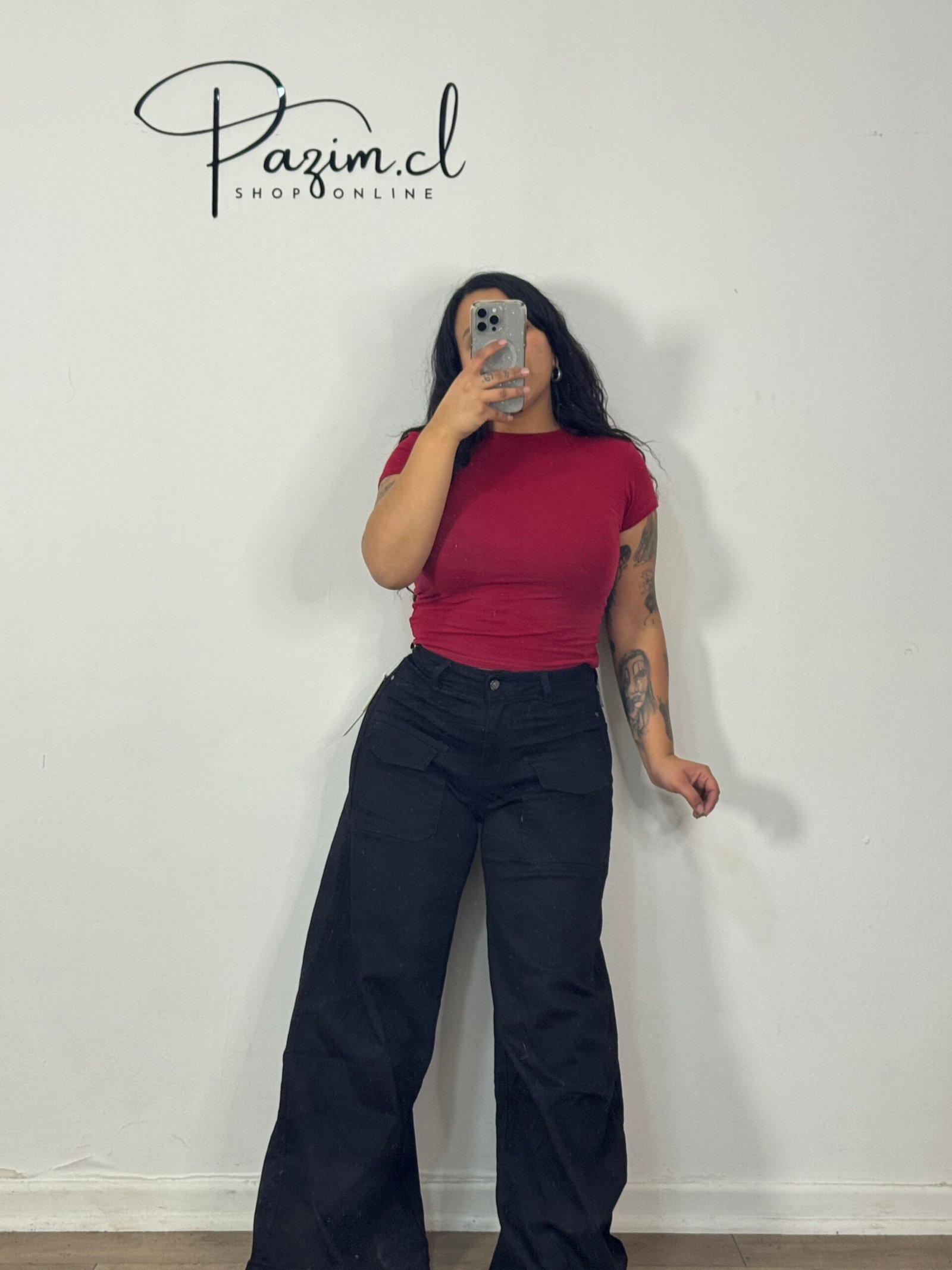 Menina súper wide leg negro