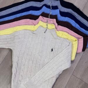 Sweater trenzado cierre medio