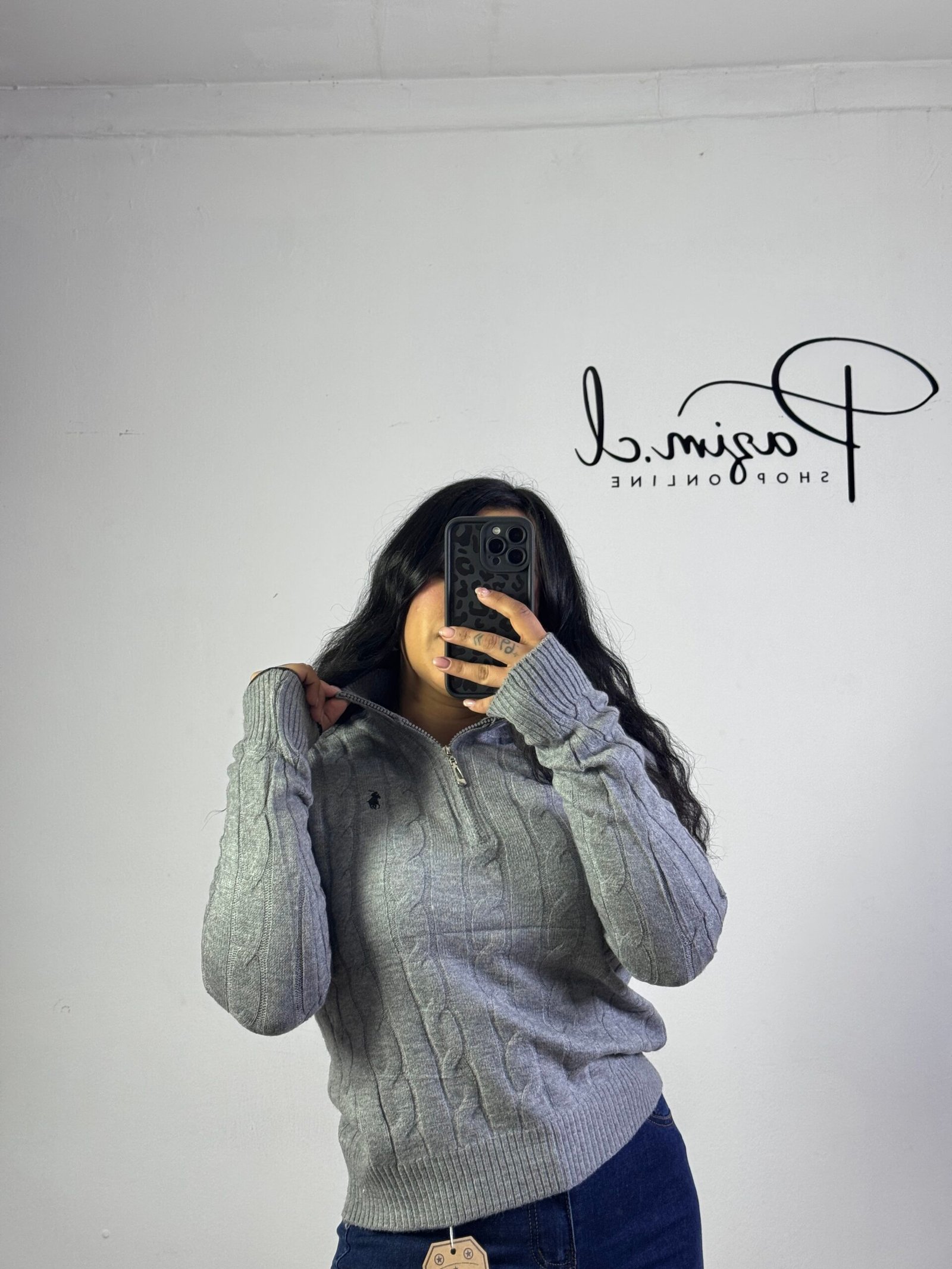 Sweater trenzado cierre medio - Imagen 3