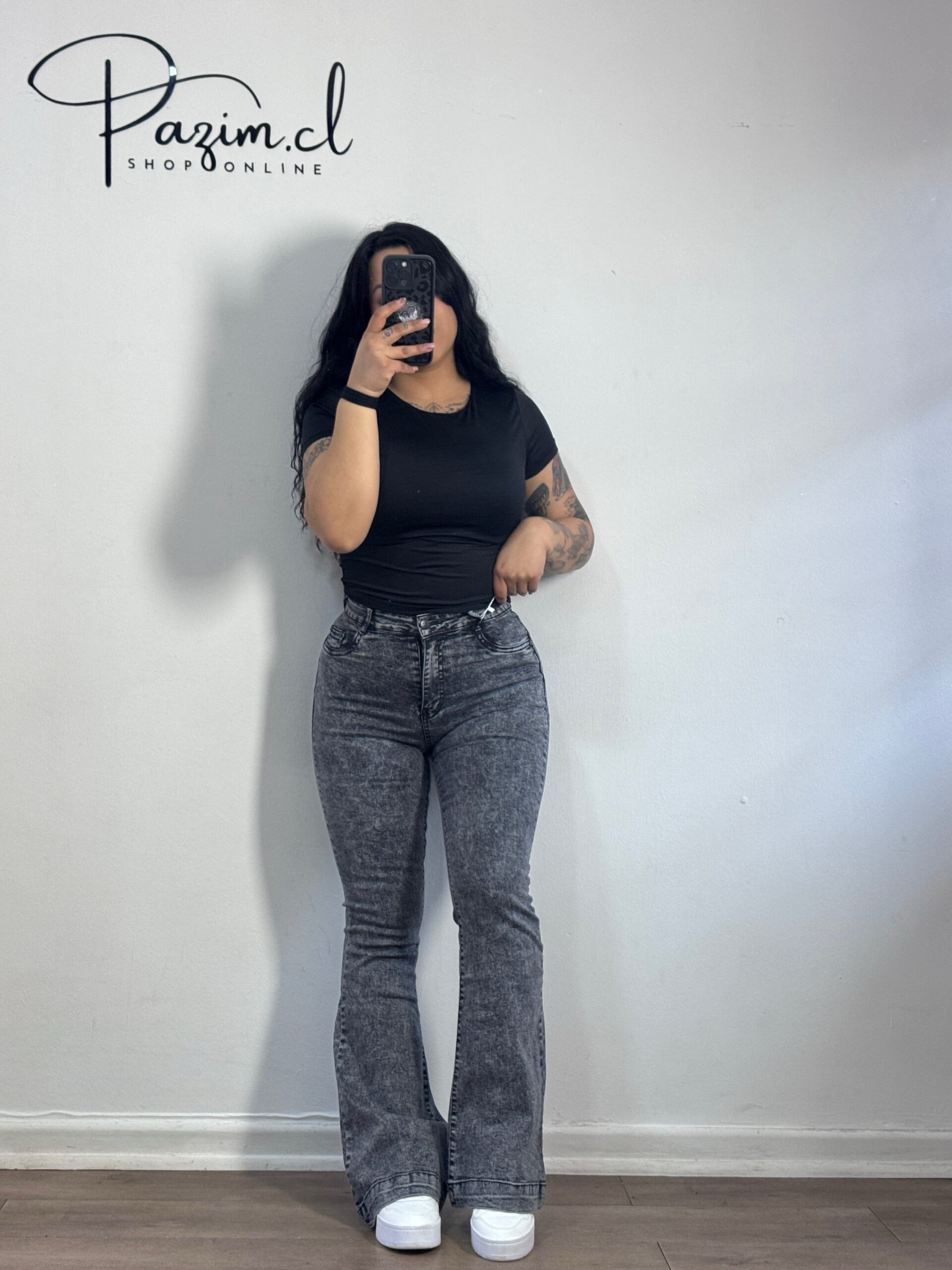 Flare jeans gris oscuro premium