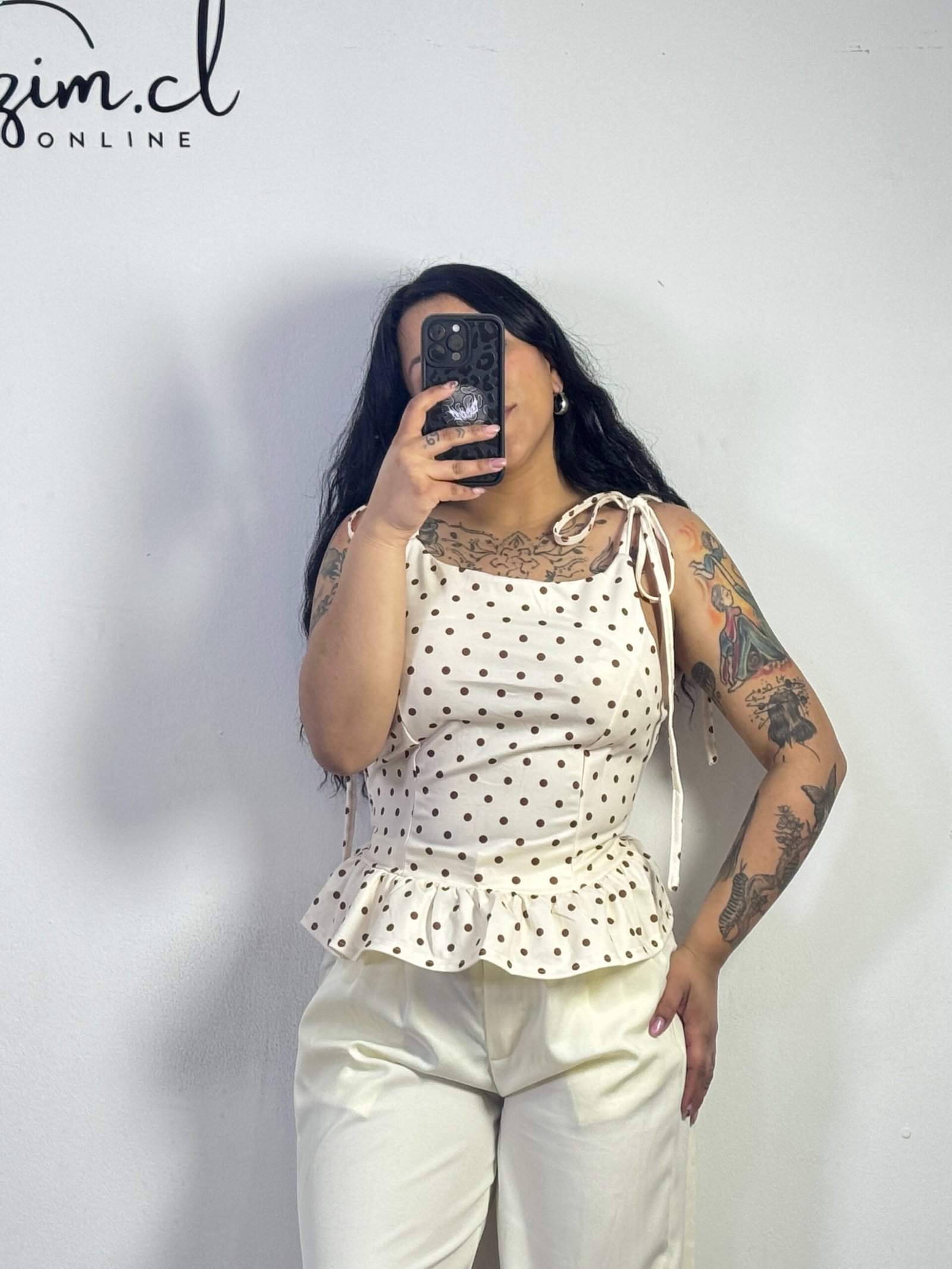 Crop lunares peplum