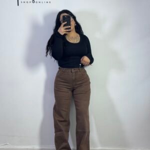 Wide leg café cintura ajustable