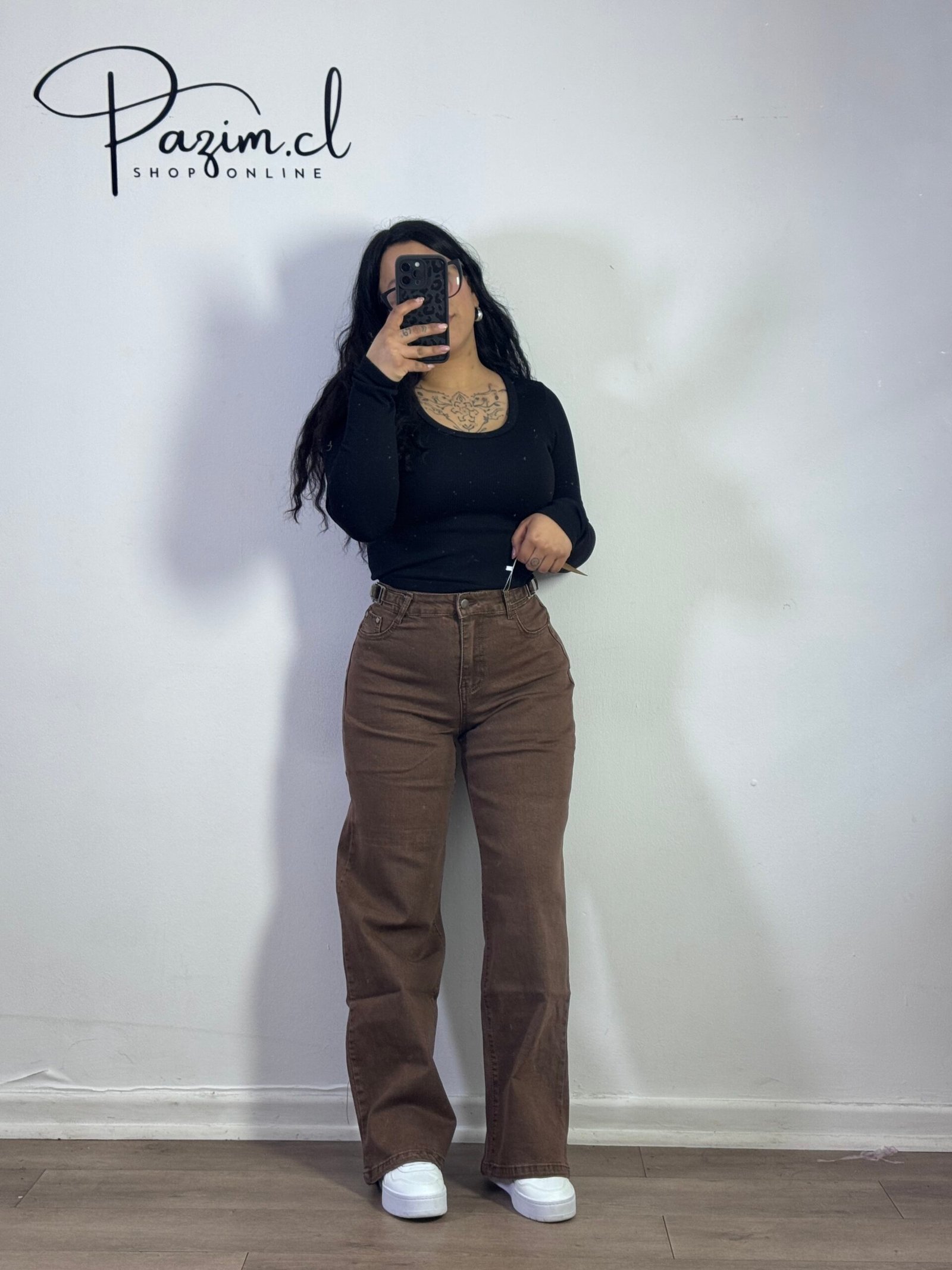 Wide leg café cintura ajustable